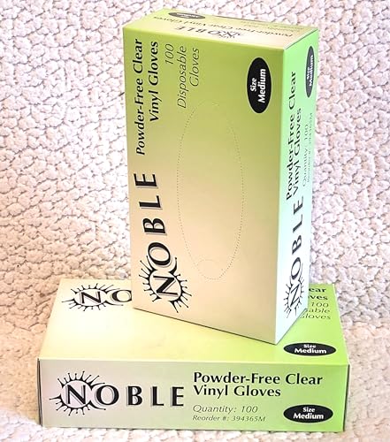 Noble Disposable Vinyl Gloves - 100 Pcs, Latex-Free, Medium
