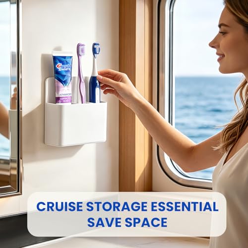 White Magnetic Toothbrush Holders - Travel Essentials for Cruise