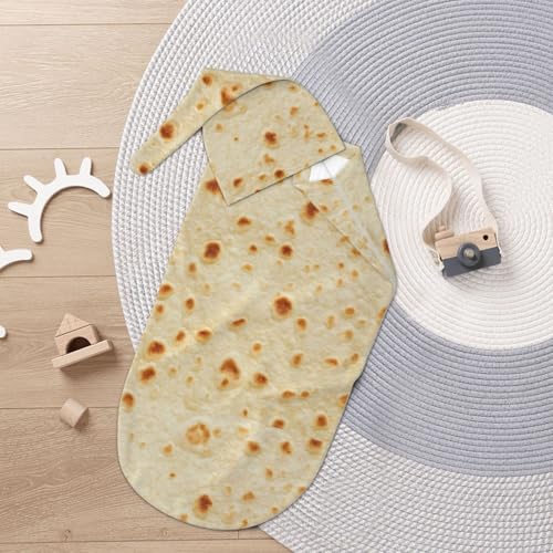 Baby Burrito Swaddle Blanket with Hat - Cute Newborn Photo Prop