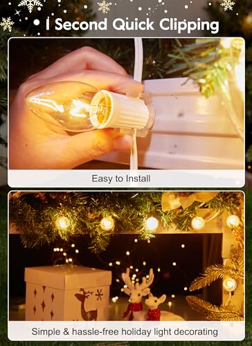 White Magnetic Christmas Light Clips - 50 Pack for C7 C9 String Lights