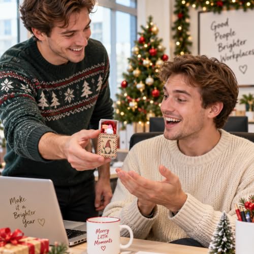 Christmas Emotional Gifts for Coworkers - 24 Pcs Employee Appreciation Set - Gnome Figurines & Gift Boxes