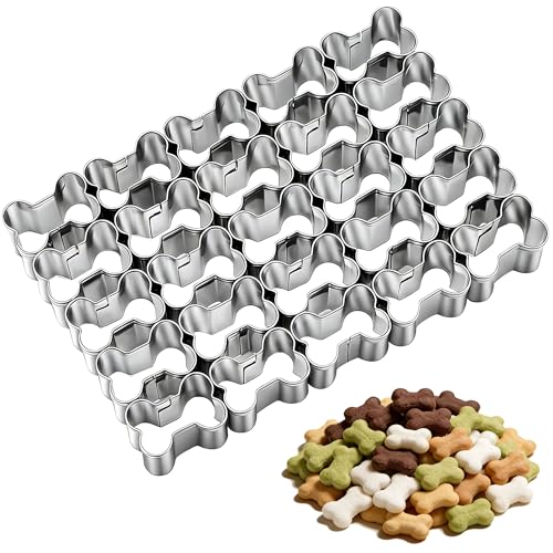 25-Cavity Mini Dog Bone Cookie Cutter - Stainless Steel Biscuit Mold