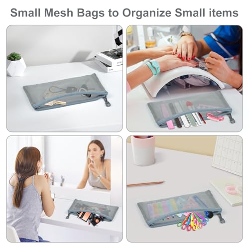 Nylon Mesh Cosmetic Bag - 4.72x9 Inch Small Zipper Pouch for Travel and Purse