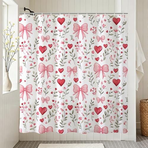 Pink Bows Shower Curtain - Waterproof Polyester, 72x72 Inches
