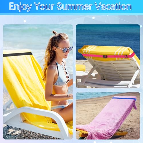 Adjustable Towel Bands for Beach & Cruise Chairs - 4 Pack