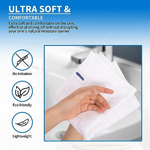 HOMERHYME Microfiber Hand Towels - 6 Pack, White, 25" x 15" Quick Dry