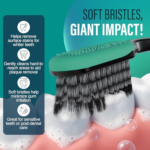 GuruNanda Charcoal Toothbrush, Soft Flossing Bristles, 2 Count