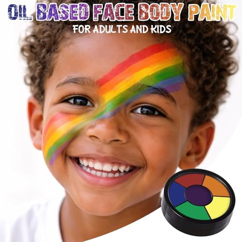 BOBISUKA Rainbow Face and Body Paint Palette - 6 Washable Colors for Pride