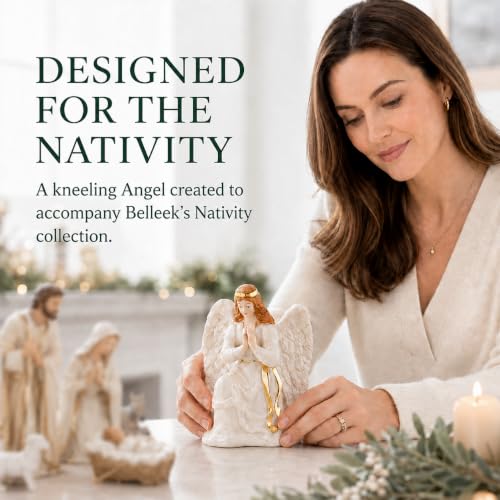Belleek Classic Nativity Angel 5.9in Parian China with Gold Accents - Ireland