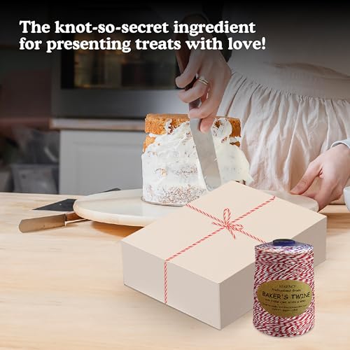 Premium Baker's Twine for Pastry Boxes, 2300ft Red & White
