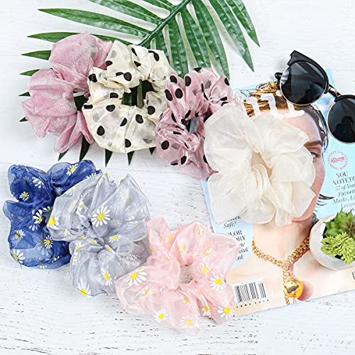Riah Fashion Hair Scrunchie Scarf Bow & Pearl Hair Band Set - Cherry Pink