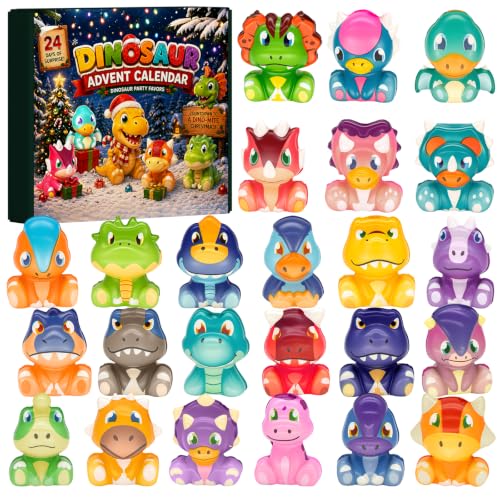 Green Dinosaur Advent Calendar 2026 - 24 Days of Squishy Toy Surprises