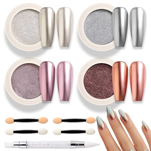 SUTOKAKA Chrome Nail Powder Set Metallic Mirror Effect Nail Pigment