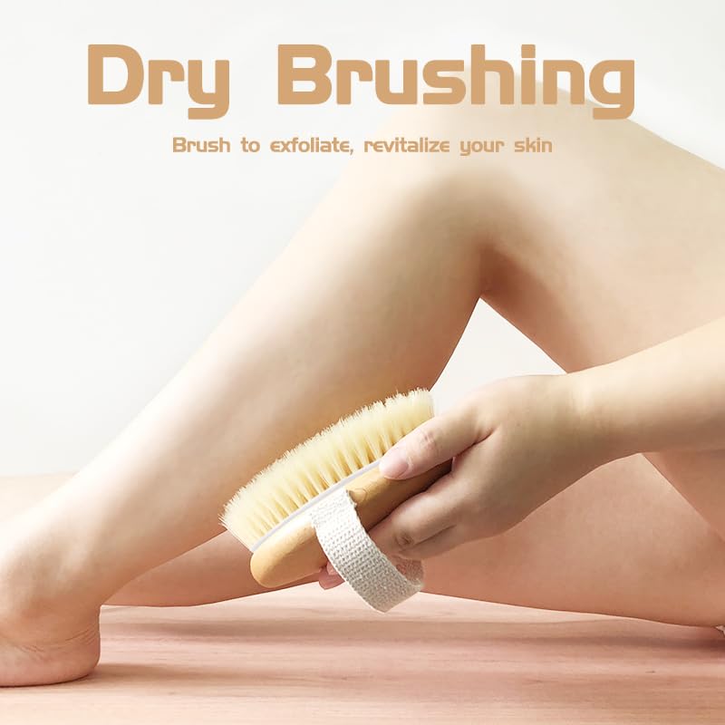 Giova Bamboo Dry Body Brush with Silicone Nodes and Natural Bristles