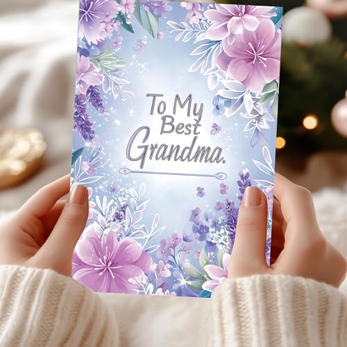 Elegant Grandma Birthday Card with Floral Design and Gold Foil