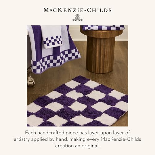 MacKenzie-Childs Cotton Hand Towel - Plum Check Border Decorative Towel