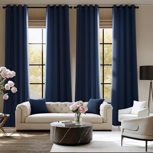 NICETOWN Navy Blue Thermal Blackout Curtains 95" - 2 Panels