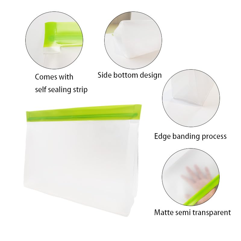 4-Pack Reusable Ice Storage Bags, Leak-Proof BPA-Free PEVA Freezer Bags