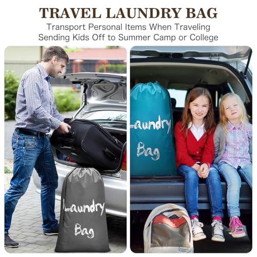 XL Travel Laundry Bags - 2 Pack, Gray & Sky Blue, 24" x 36"