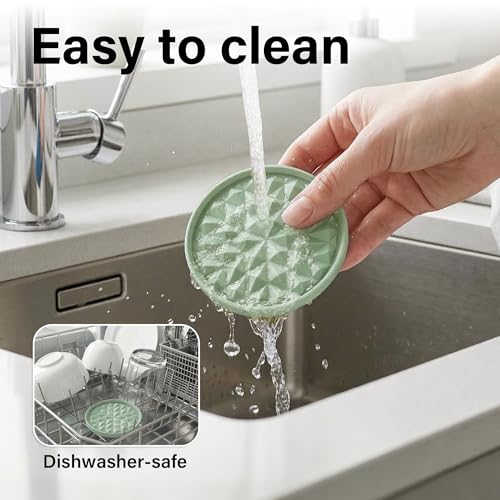 Sage Green Silicone Drink Coasters Set of 4 - 3.9 inch Non-Slip Hot & Cold Beverage Protectors