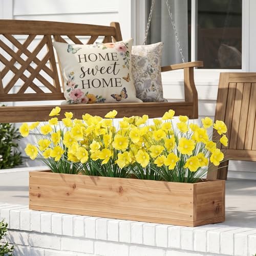 GTIDEA 24Pcs Yellow UV Resistant Outdoor Artificial Flowers
