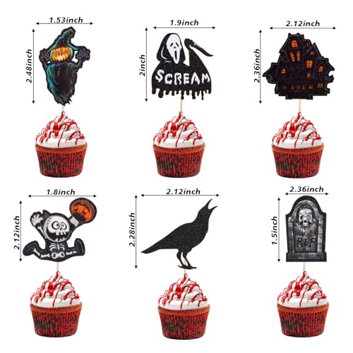 VEYLIN 21Pcs Halloween Cupcake Toppers Castle Ghost Cake Decorations