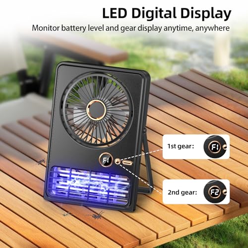 WI WISELY Portable Desk Fan - Rechargeable, Ultra Quiet, Black