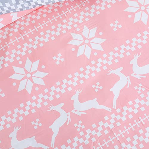 King Size Reversible Microfiber Duvet Cover Set with Zipper & Corner Ties - Pink & Grey