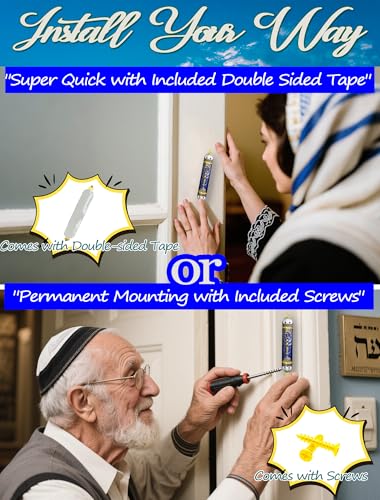 Royal Blue Mezuzah with Hand-Painted Enamel & Scroll – Easy Install