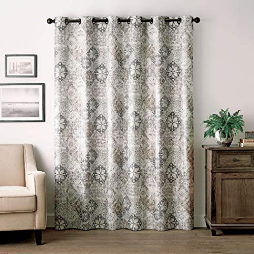Eclipse Martina Medallion Blackout Thermal Insulated Grommet Top Curtains for Bedroom, Single Panel, 40" x 63", Taupe