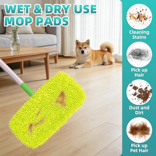Clean Beastie 6-Pack Reusable Mop Pads for Swiffer - 3 Chenille & 3 Coral