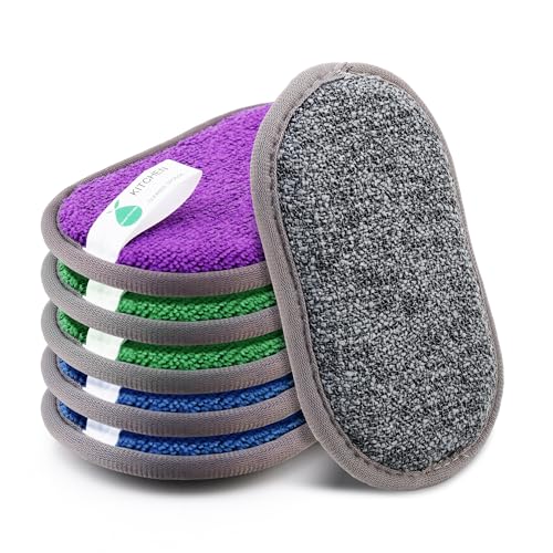 GREEN POMELO Reusable Scrub Sponges 6 Pack - Blue, Green, Purple