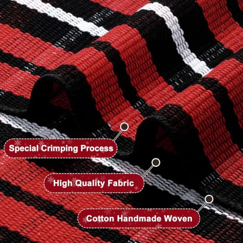 Christmas Door Mat Outdoor 24x51 Reversible Buffalo Check Rug - Red & Black