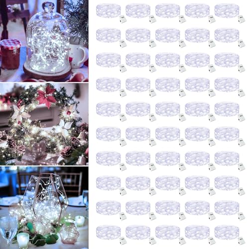 Fairdeer 50 Pack Battery Operated Fairy Lights - 7ft Waterproof Twinkle String Lights with 3 Modes - Cool White