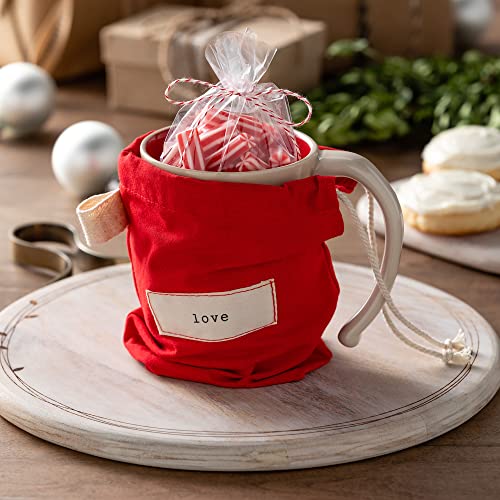 DEMDACO Love Red Heart Cream 16 ounce Stoneware Christmas Mug