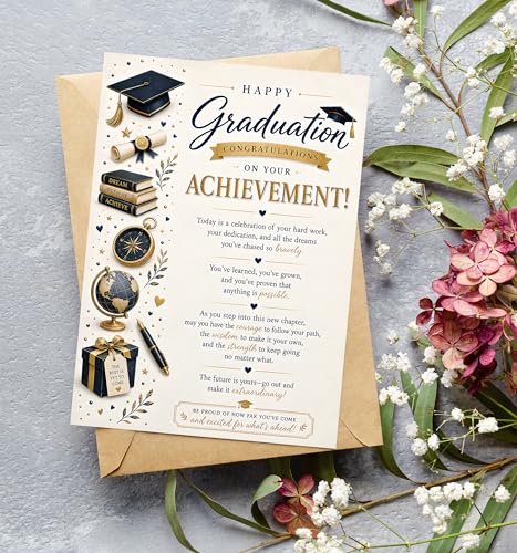 Premium Graduation Card with Envelope | 5x7 Design for Him or Her