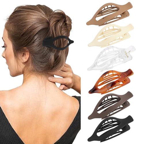 Esitrormi 6PCS Flat Claw Clips for Thick and Thin Hair Matte Large Hair Clips