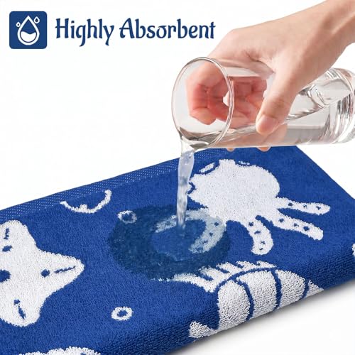Coastal Hand Towels 3-Pack - Blue & White Shell Design