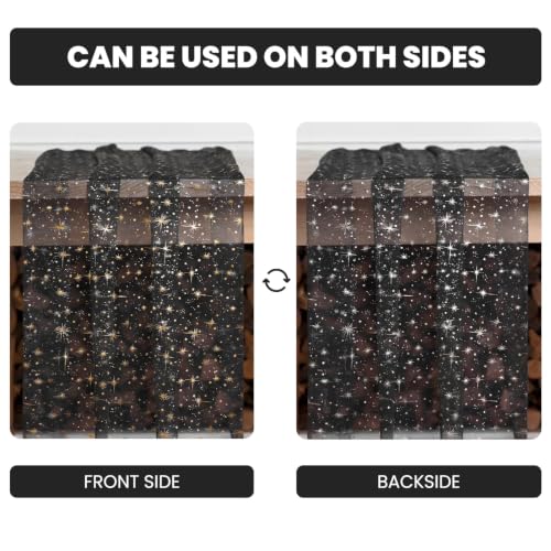 Artoid Mode Gold Stars Black Gauze Table Runner, 28 x 120 Inch