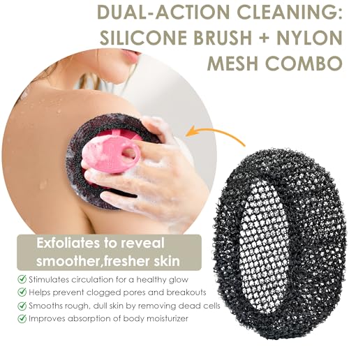 INNERNEED Exfoliating Mesh Sponge Case Cover for Body Scrubber, Black