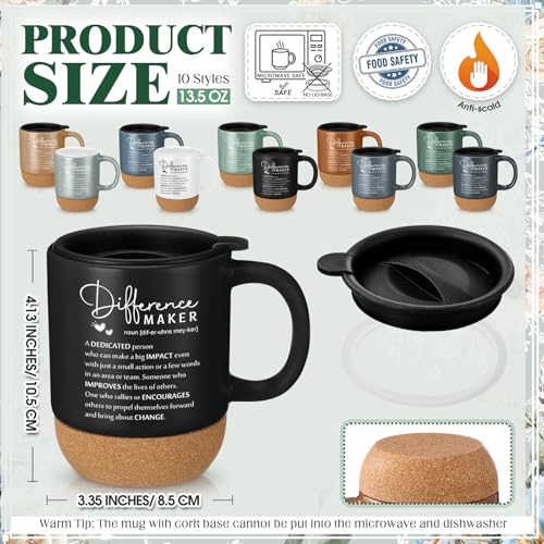 20 Pack Employee Appreciation Coffee Mug Set - 13.5 oz Ceramic with Cork Base
