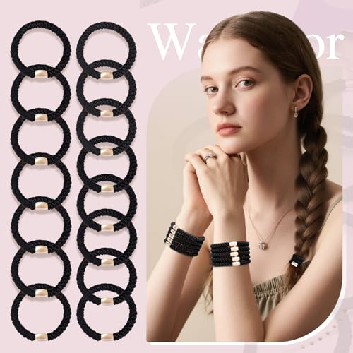 WantGor No Damage Hair Ties 15-Pack Elastic Ponytail Holders Black