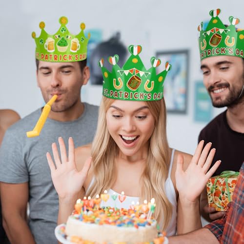 30 Pack St. Patrick's Day Adjustable Crowns with Stickers