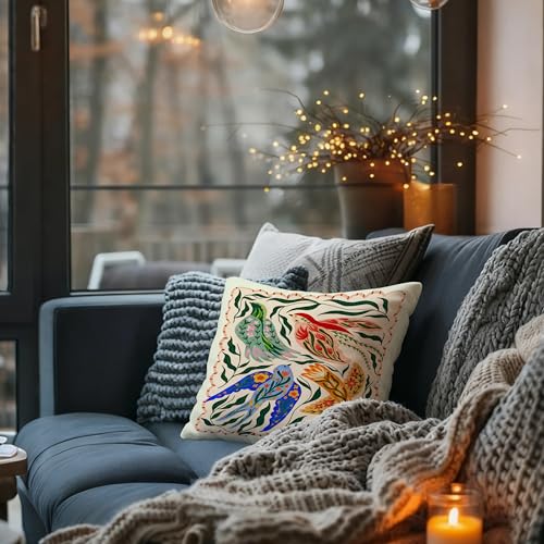 Four Little Birds Throw Pillow Cover 18x18, Soft Flannel Decorative Case