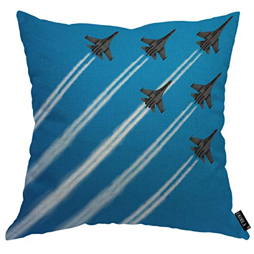 Military Fighter Jets Throw Pillow Cover – 18x18 Inch Cotton Linen