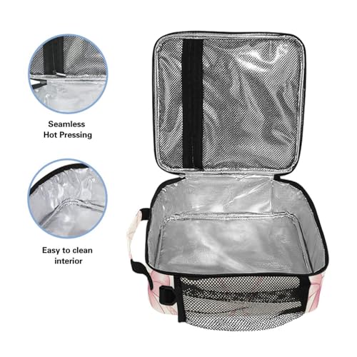 ALAZA Pink Bow Plaid Insulated Kids Lunch Box with Shoulder Strap - AB03