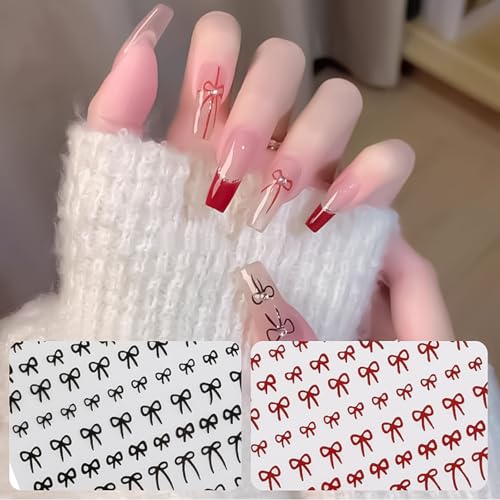 Villorem 3D Bow Nail Art Stickers Self-Adhesive Bowtie Decals