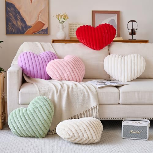 Cozy Heart Shaped Pillow - Soft Plush Decorative Cushion (Mini 12.9" x 9.8")