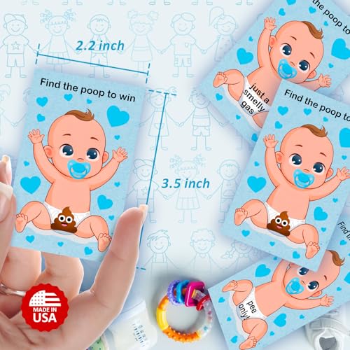 RokAPary Blue Poopie Baby Shower Scratch Off Game - Set of 40