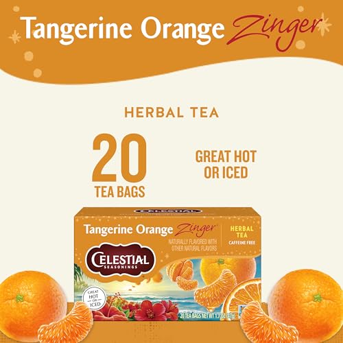 Celestial Seasonings Tangerine Orange Zinger Herbal Tea - Caffeine Free, 20 Bags